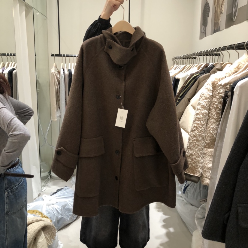 YUNBAL東大門㊣代購女裝新品時尚25秋冬人氣中長款大衣羊駝毛YUNBAL中長款大衣圖色2