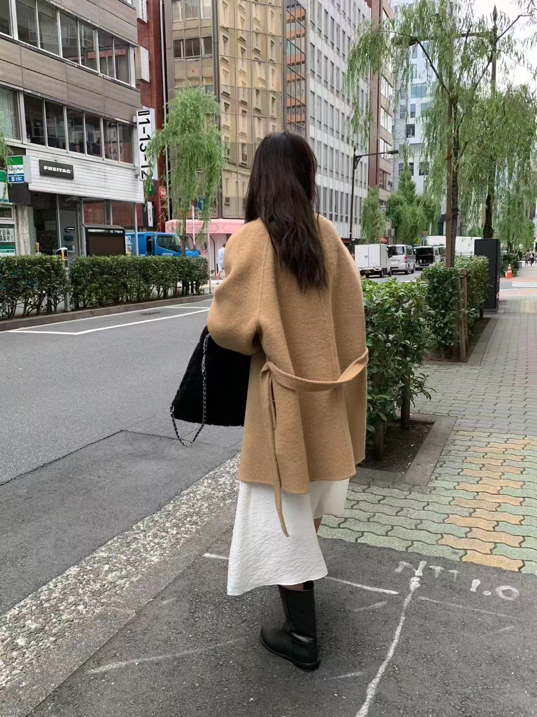 MELLOUNGE-멜라운지-T東大門㊣直郵女士新款真品中長款大衣含腰帶MELLOUNGE-T中長款大衣