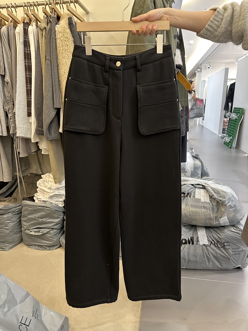 MONDAYMORING東大門㊣直郵女裝新品推薦25秋冬休閑褲不含腰帶絨MONDAYMORING休閑褲圖色2