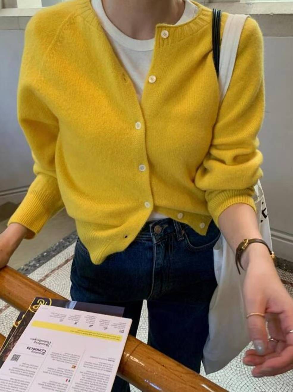 COME HERE韓國代購㊣女士新款人氣熱賣休閑25秋冬針織衫開衫COME HERE針織衫圖色1