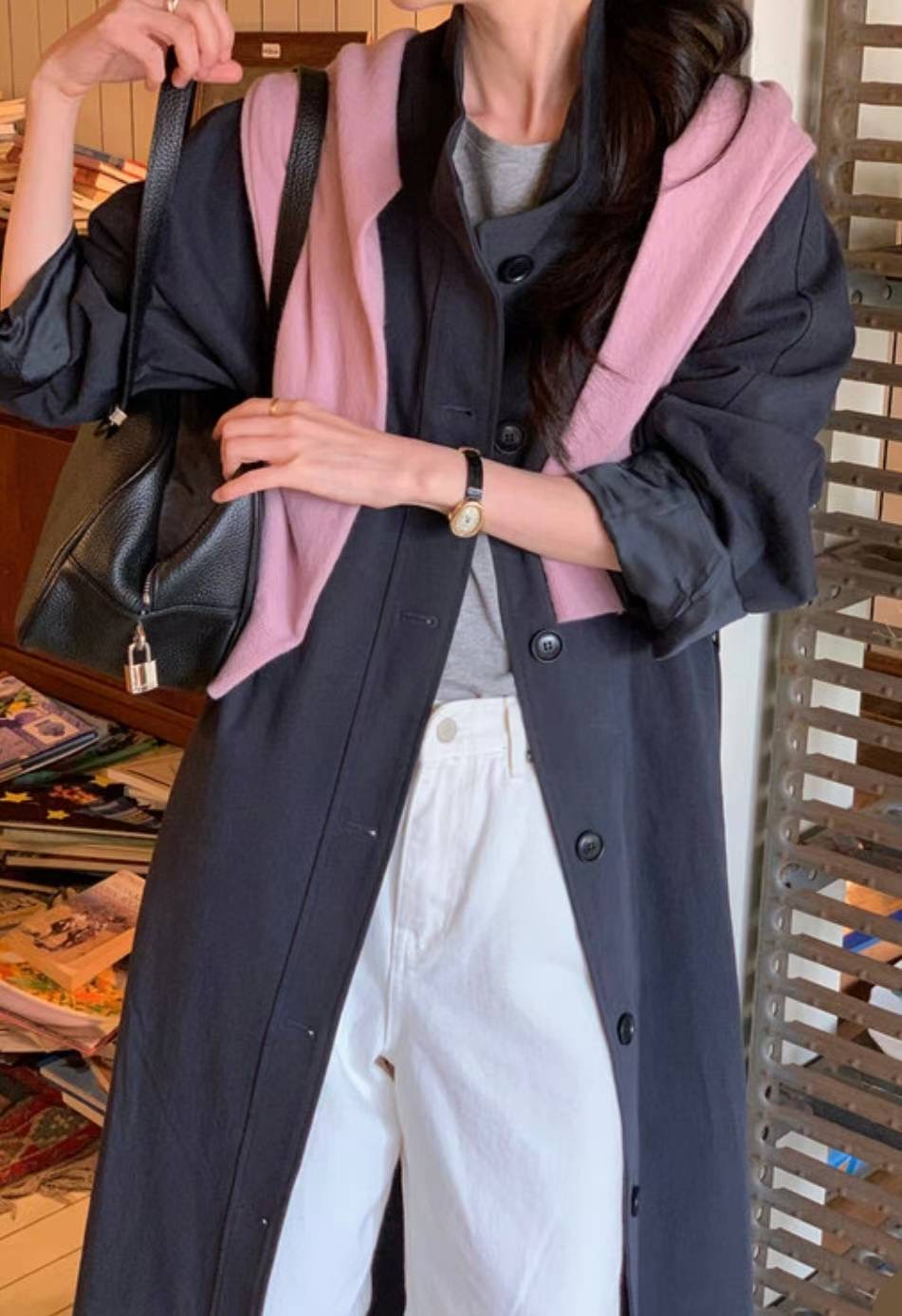 COME HERE東大門㊣直郵女士新品休閑真品時尚長款風衣喇叭COME HERE長款風衣