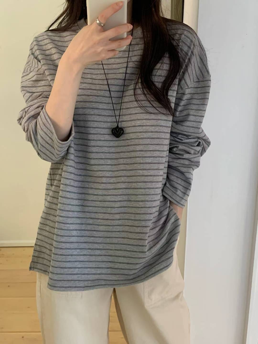 COME HERE東大門㊣直郵女士新品時尚休閑職業真品人氣長袖T恤COME HERE長袖T恤圖色1