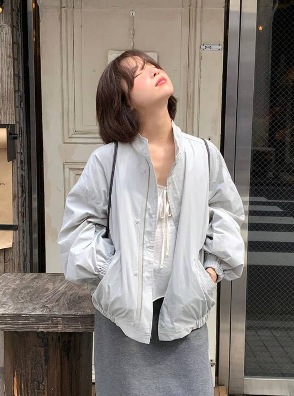 COME HERE韓國代購㊣女裝新款休閑25秋冬職業真品人氣夾克COME HERE夾克