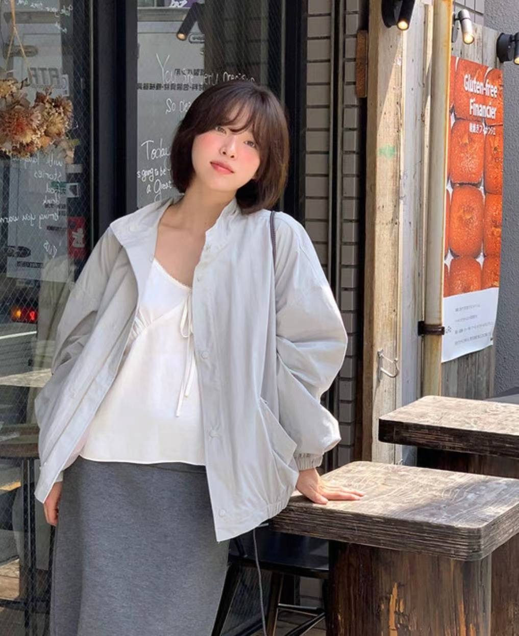 COME HERE韓國代購㊣女裝新款休閑25秋冬職業真品人氣夾克COME HERE夾克