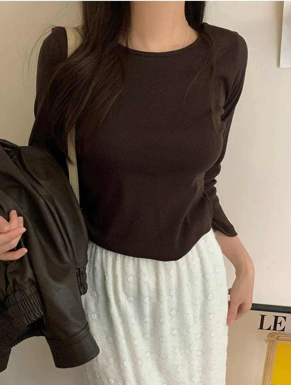 COME HERE韓國直郵㊣女裝新款熱賣時尚職業推薦真品長袖T恤COME HERE長袖T恤圖色5
