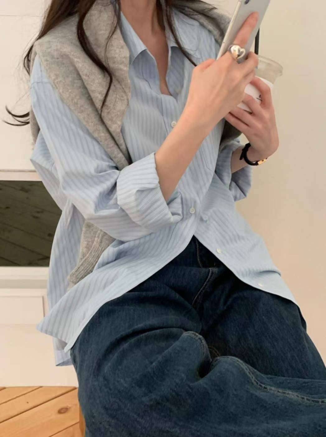 COME HERE韓國直郵㊣女士新款時尚推薦襯衫蕾絲衫不含披肩COME HERE襯衫/蕾絲衫圖色2