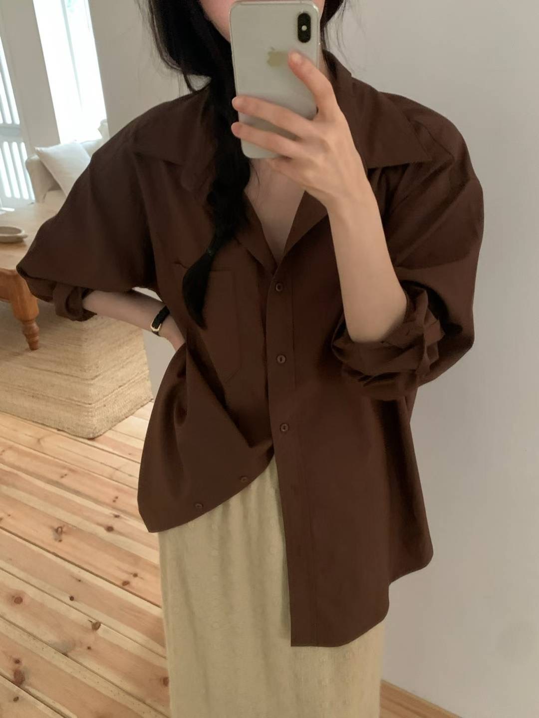 COME HERE東大門㊣代購女裝新款真品職業人氣襯衫蕾絲衫口袋COME HERE襯衫/蕾絲衫圖色2