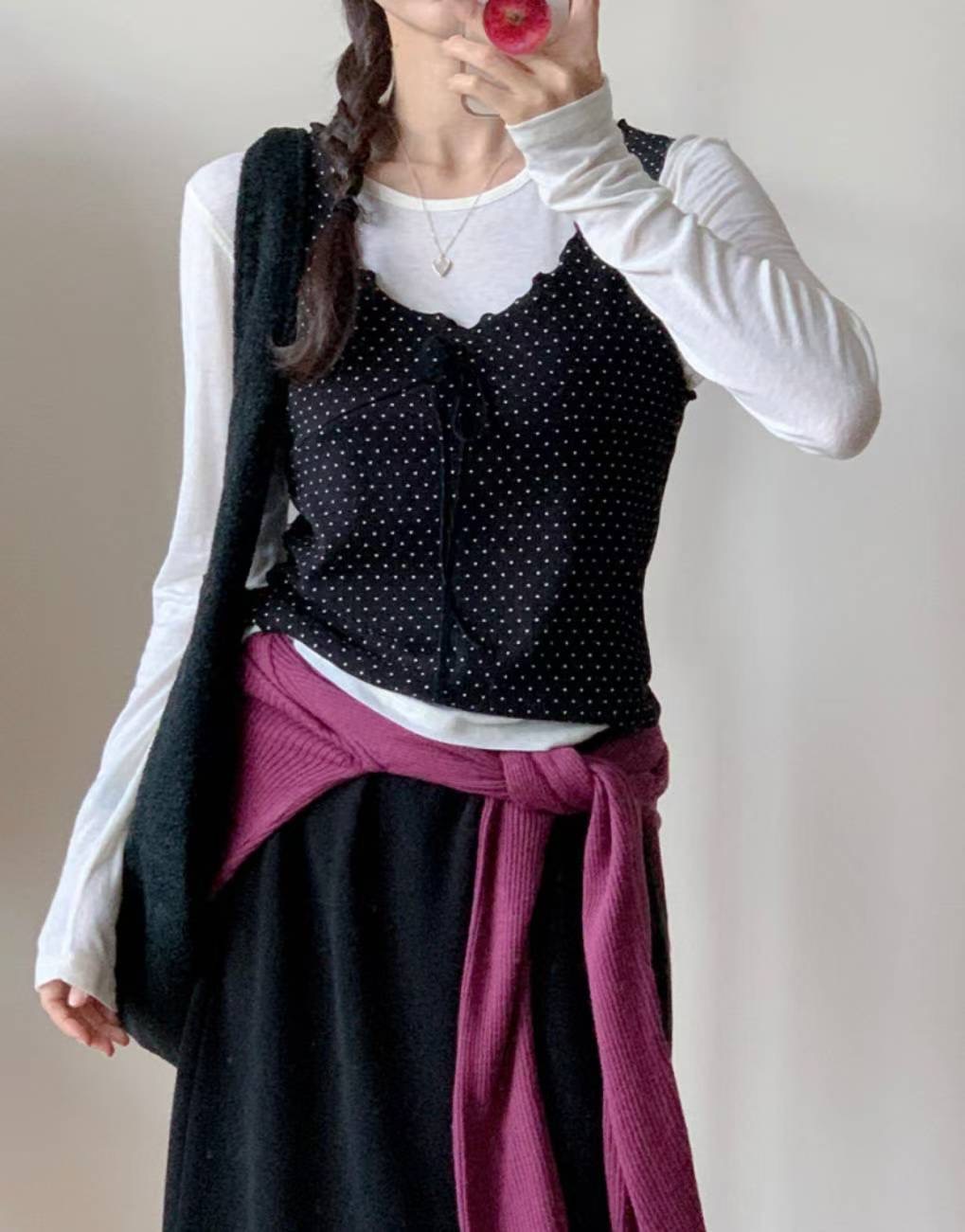 COME HERE東大門㊣實拍女裝新款熱賣25秋冬時尚真品吊帶背心COME HERE吊帶/背心圖色2
