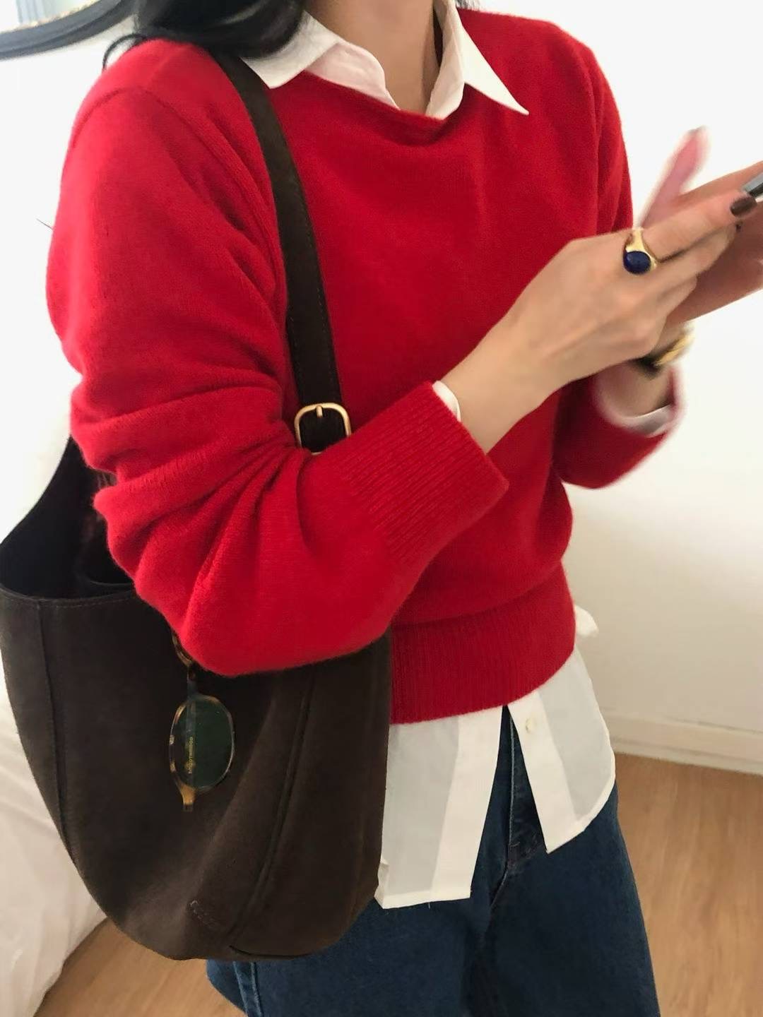 COME HERE東大門㊣代購女裝新款職業真品針織衫不含內搭船領COME HERE針織衫圖色1