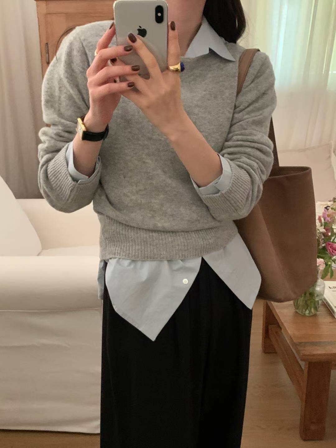 COME HERE東大門㊣代購女裝新款職業真品針織衫不含內搭船領COME HERE針織衫圖色3