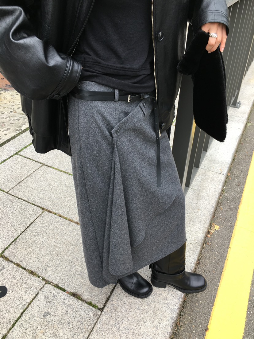 MONDAYMORING韓國直郵㊣女裝新款休閑25秋冬時尚人氣長裙羊毛MONDAYMORING長裙