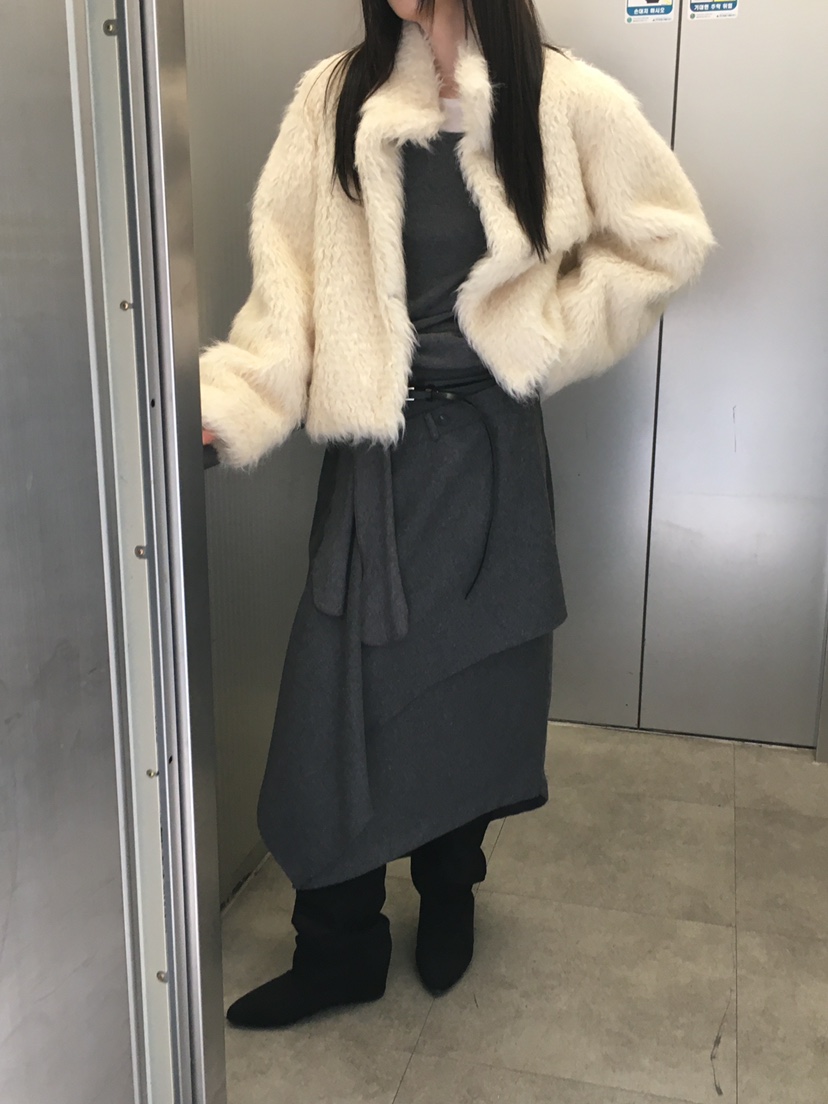 MONDAYMORING韓國代購㊣女士新款時尚推薦25秋冬夾克美利奴羊毛MONDAYMORING夾克
