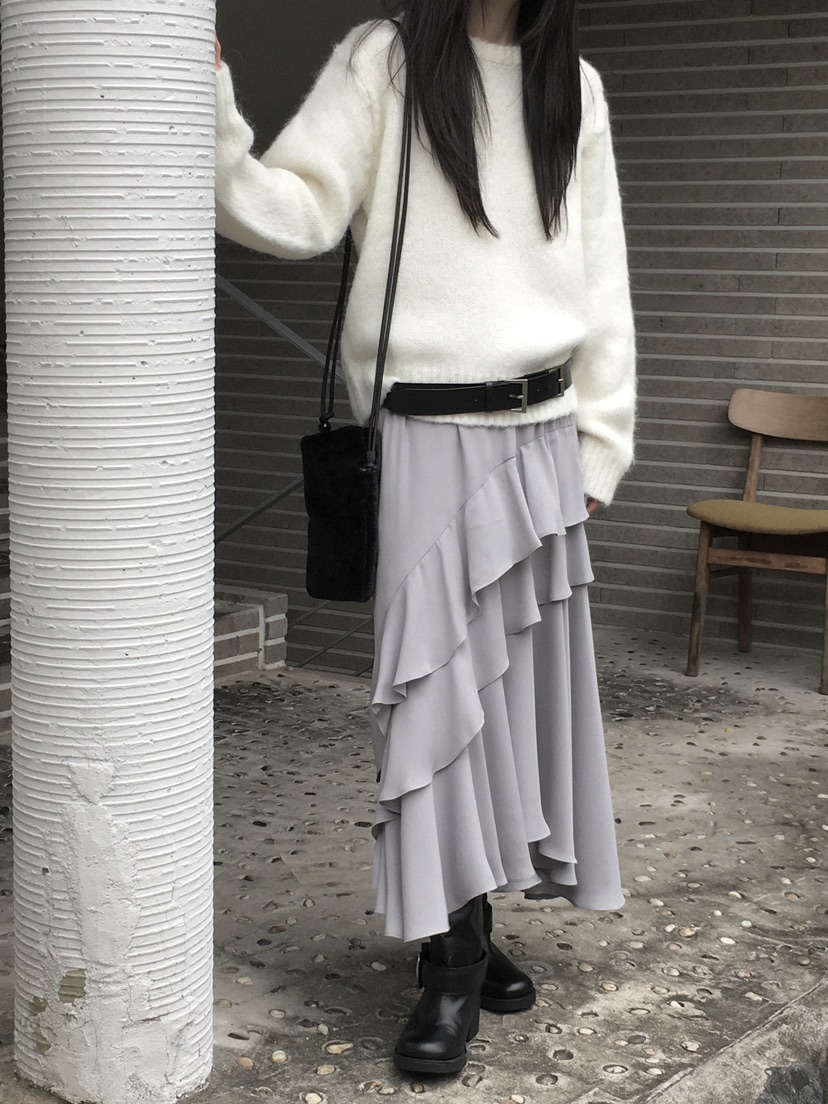 MONDAYMORING韓國代購㊣女裝新品時尚真品熱賣休閑長裙雪紡MONDAYMORING長裙
