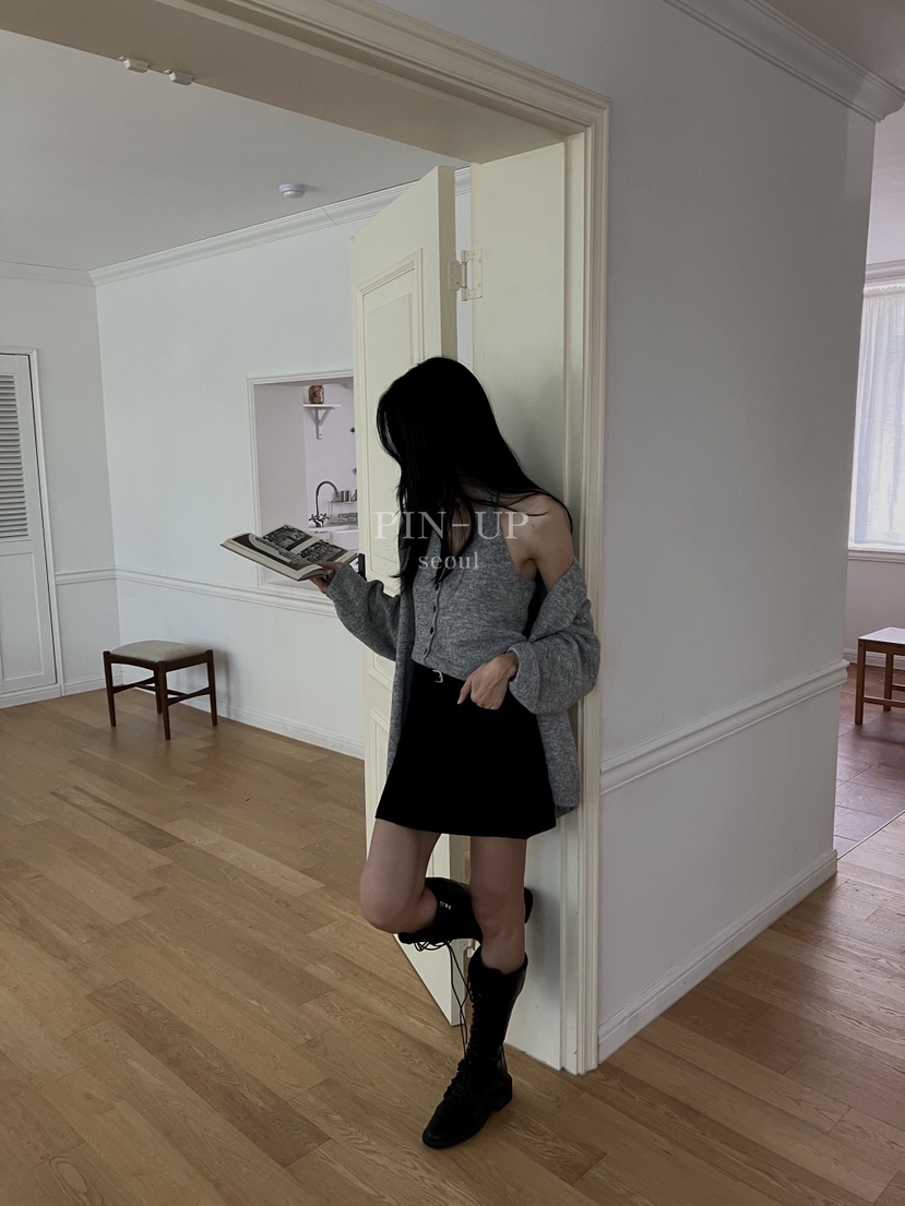 PIN-UP韓國代購㊣女士新品25秋冬推薦真品職業套裝掛脖開衫PIN-UP套裝