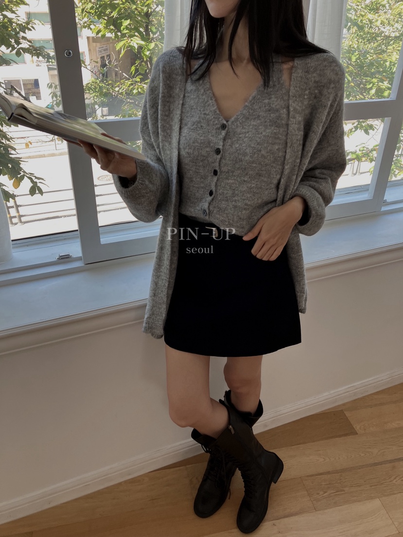 PIN-UP韓國代購㊣女士新品25秋冬推薦真品職業套裝掛脖開衫PIN-UP套裝