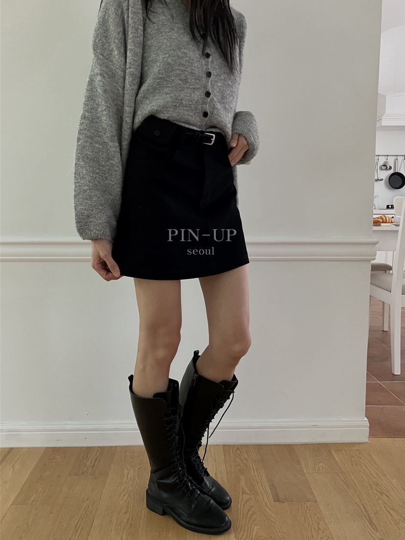 PIN-UP東大門㊣直郵女士新品25秋冬熱賣推薦裙褲不含腰帶口袋PIN-UP裙褲