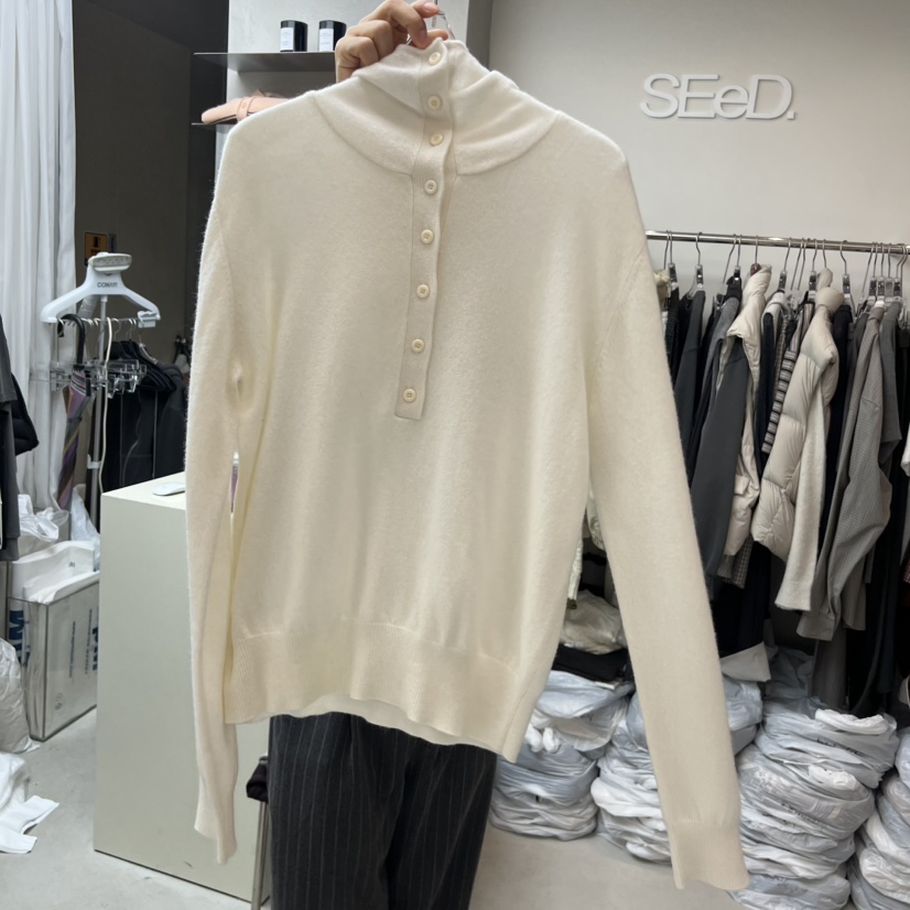 LEESEED-A韓國代購㊣女士新款時尚人氣休閑長袖T恤兜帽紐扣SEeD/LEESEED長袖T恤圖色1