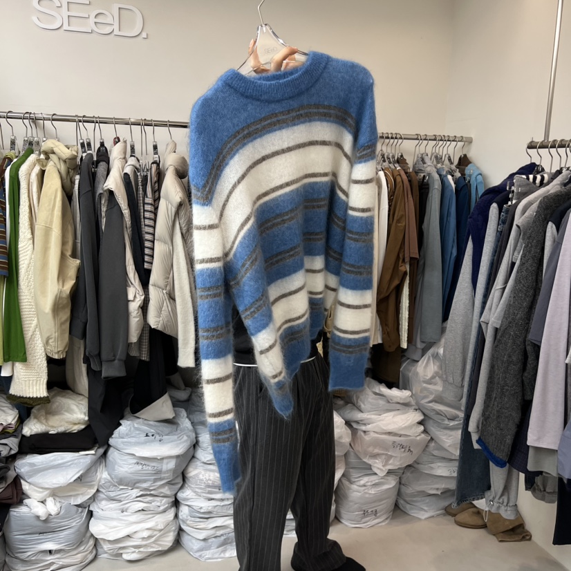LEESEED-A韓國代購㊣女裝新品25秋冬時尚真品針織衫馬海毛SEeD/LEESEED針織衫圖色1