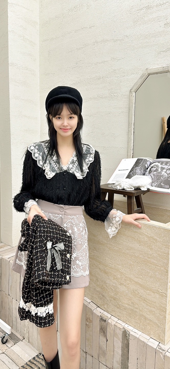 YARD東大門㊣實拍女裝新品休閑推薦人氣真品襯衫蕾絲衫褶皺YARD襯衫/蕾絲衫