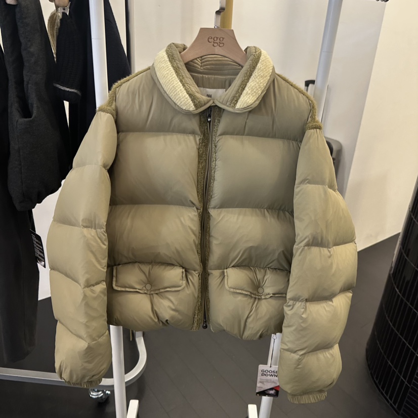 EGG韓國代購㊣女裝新品時尚人氣25秋冬熱賣短款羽絨服填充鵝絨EGG短款羽絨服圖色1