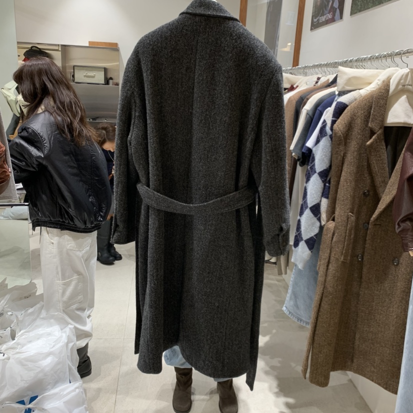 TEMPTING韓國代購㊣女裝新款時尚休閑推薦中長款大衣含腰帶TEMPTING中長款大衣
