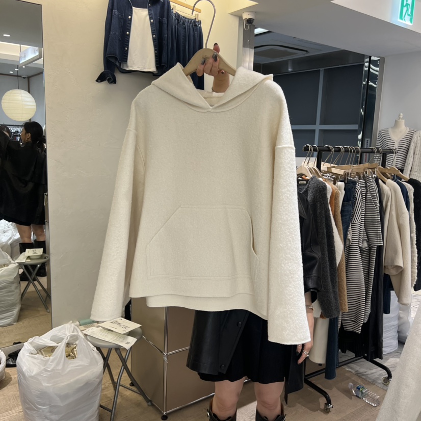 W AND J東大門㊣實拍女裝新款25秋冬職業衛衣手工制作兜帽W AND J衛衣圖色1