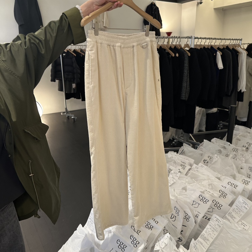EGG東大門㊣代購女裝新品真品推薦25秋冬休閑休閑褲燈心絨加絨EGG休閑褲圖色1