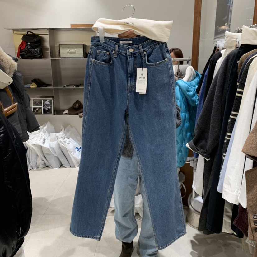 TEMPTING韓國代購㊣女裝新款職業熱賣推薦休閑時尚牛仔褲加絨TEMPTING牛仔褲