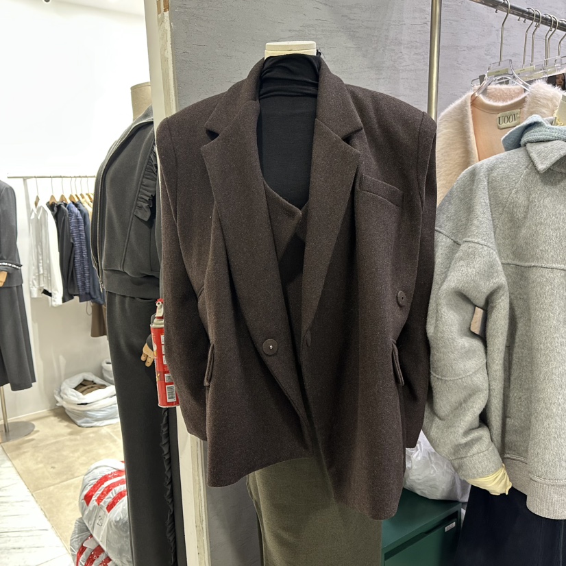 UOOV東大門㊣實拍女裝新品熱賣時尚真品休閑25秋冬職業夾克UOOV夾克圖色2