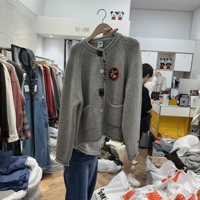 DE LINE東大門㊣實拍女裝新款推薦熱賣毛衣天鵝絨開衫紐扣DE LINE毛衣圖色3