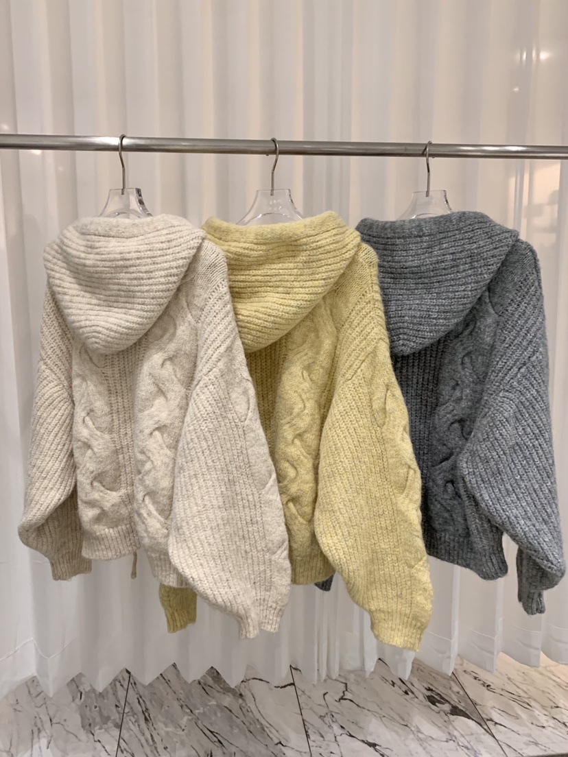 FABRIC東大門㊣代購女裝新款熱賣休閑時尚25秋冬毛衣拉鏈連帽FABRIC毛衣