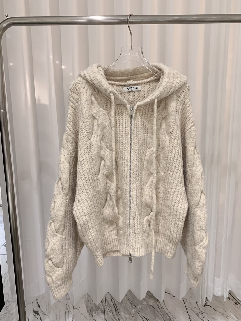 FABRIC東大門㊣代購女裝新款熱賣休閑時尚25秋冬毛衣拉鏈連帽FABRIC毛衣圖色1