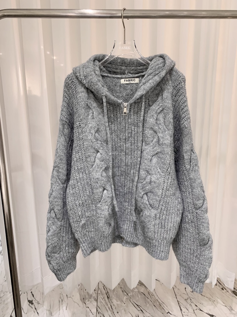 FABRIC東大門㊣代購女裝新款熱賣休閑時尚25秋冬毛衣拉鏈連帽FABRIC毛衣圖色3