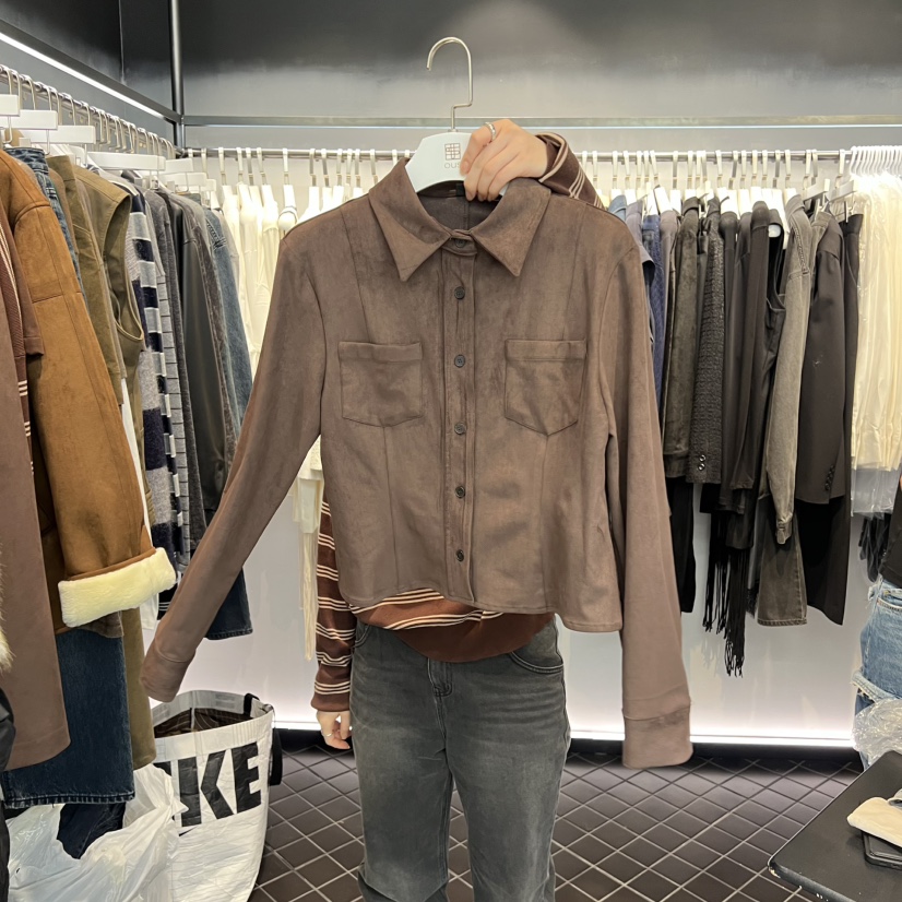 OUS/INCH-L東大門㊣實拍女士新品真品休閑襯衫蕾絲衫絨面革OUS/INCH襯衫/蕾絲衫