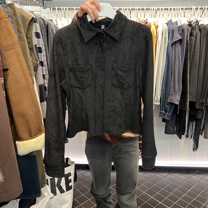 OUS/INCH-L東大門㊣實拍女士新品真品休閑襯衫蕾絲衫絨面革OUS/INCH襯衫/蕾絲衫圖色2