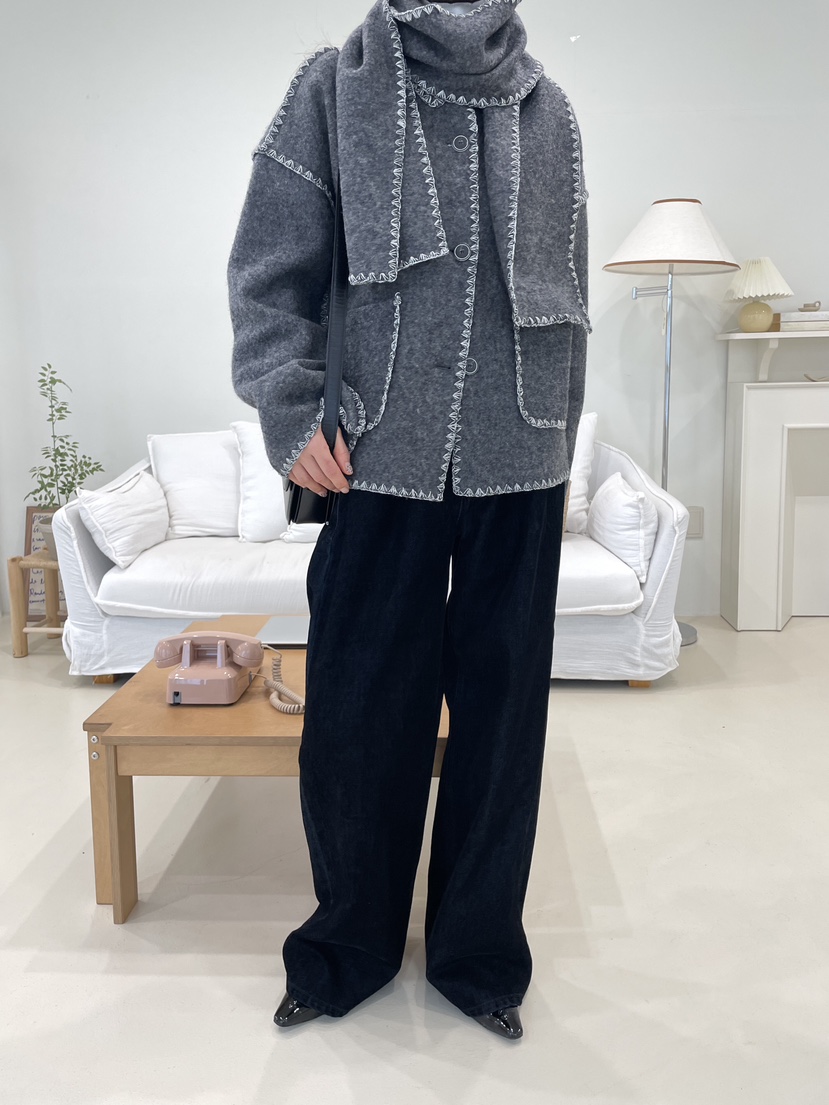 CHAHEE韓國直郵㊣女士新款休閑人氣25秋冬牛仔褲天鵝絨紐扣CHAHEE牛仔褲