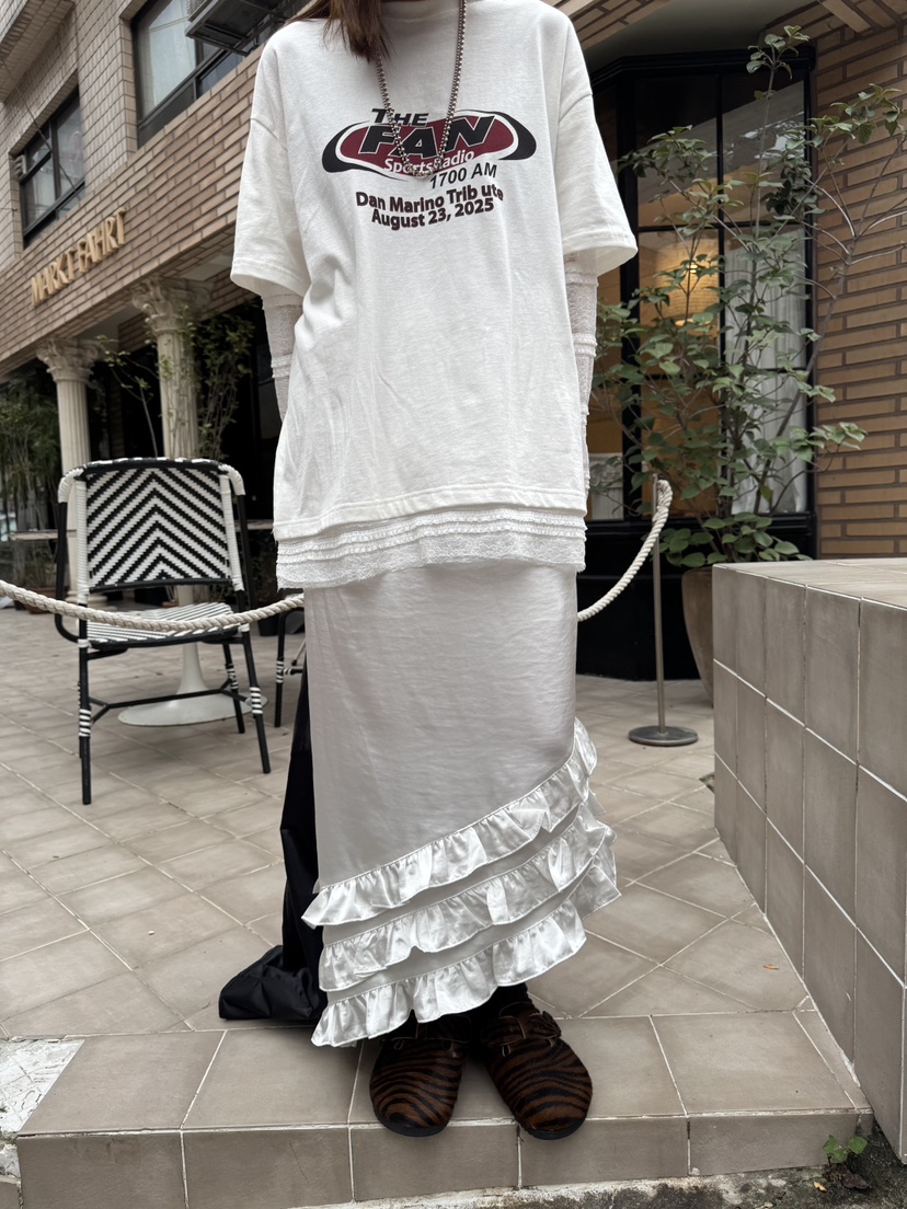 FRANC—L東大門㊣代購女士新品25秋冬時尚長裙荷葉邊緞面長款FRANC長裙