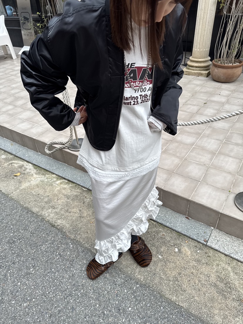 FRANC—L東大門㊣代購女士新品25秋冬時尚長裙荷葉邊緞面長款FRANC長裙
