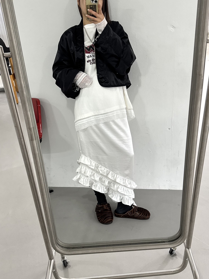 FRANC—L東大門㊣代購女士新品25秋冬時尚長裙荷葉邊緞面長款FRANC長裙
