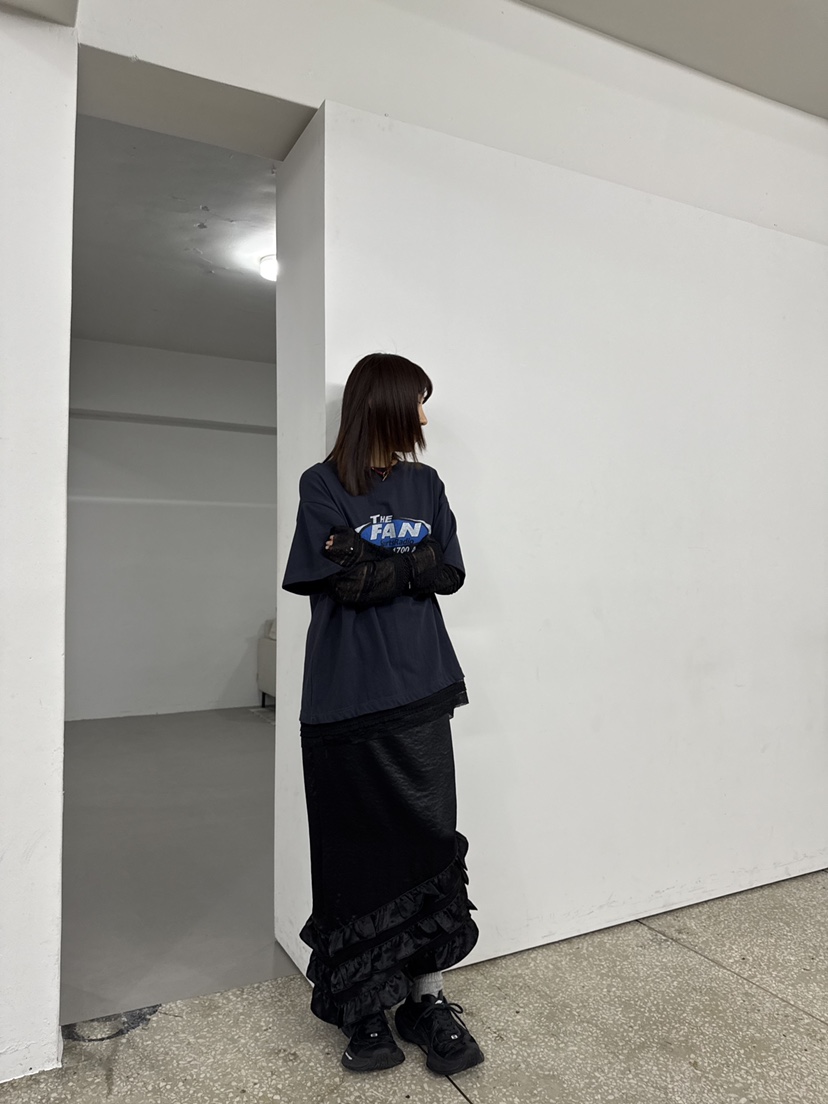 FRANC—L東大門㊣代購女士新品25秋冬時尚長裙荷葉邊緞面長款FRANC長裙