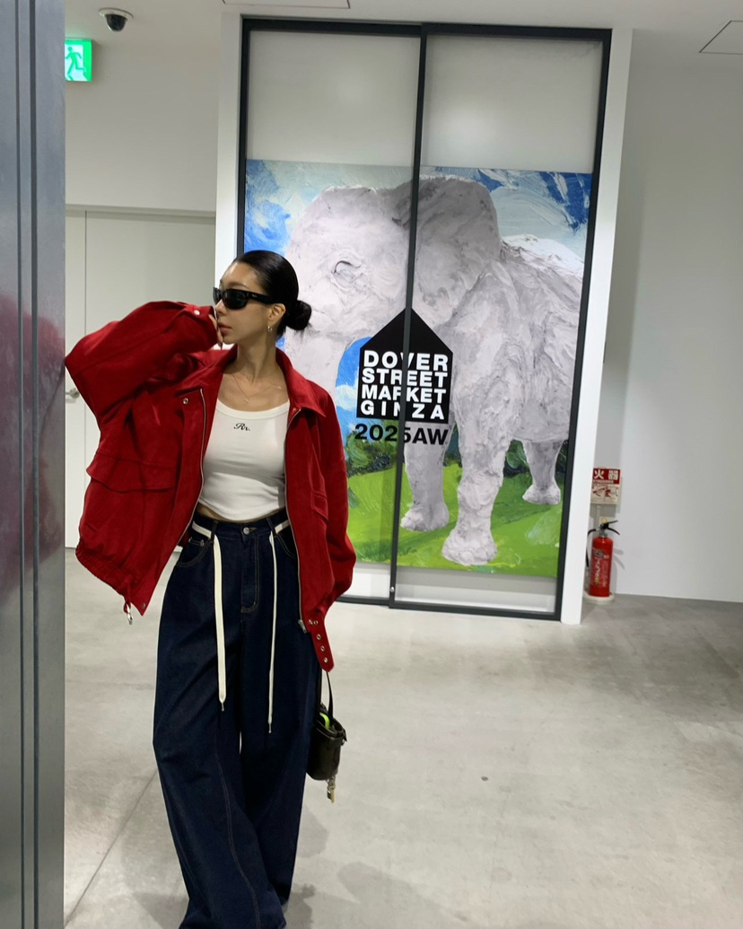 REVE CITE-L韓國代購㊣女裝新品時尚推薦職業牛仔褲含腰繩REVE CITE牛仔褲