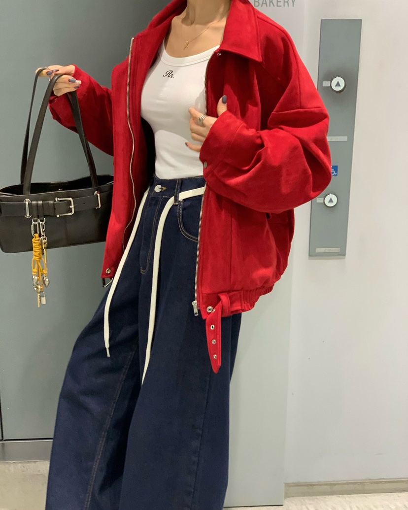 REVE CITE-L韓國代購㊣女裝新品時尚推薦職業牛仔褲含腰繩REVE CITE牛仔褲