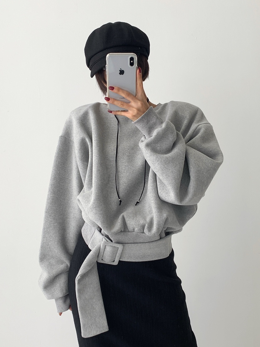 CELEBRITY-A東大門㊣代購女裝新品25秋冬真品人氣衛衣腰帶CELEBRITY-A衛衣