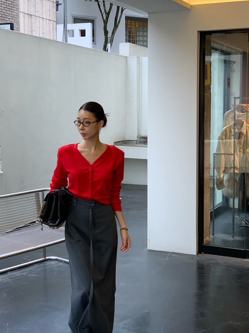 REVE CITE-L韓國代購㊣女裝新品休閑25秋冬針織衫羊毛開衫REVE CITE針織衫