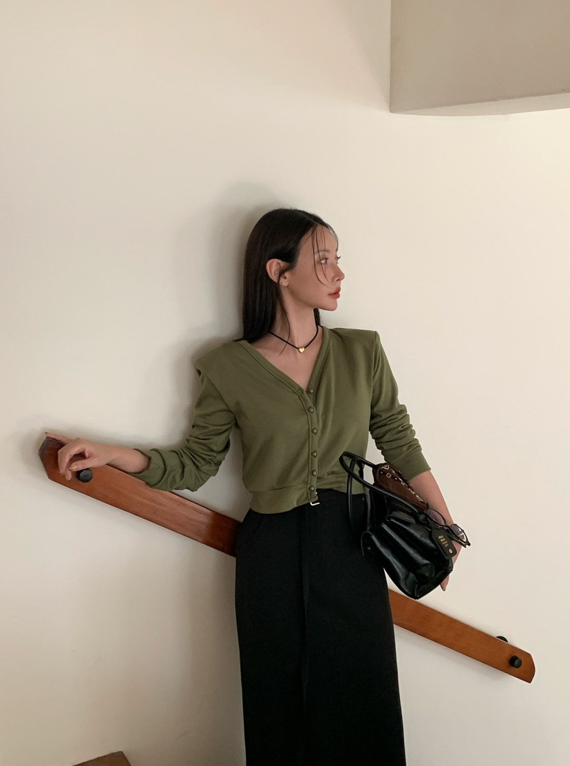 REVE CITE-L韓國代購㊣女裝新品休閑25秋冬針織衫羊毛開衫REVE CITE針織衫
