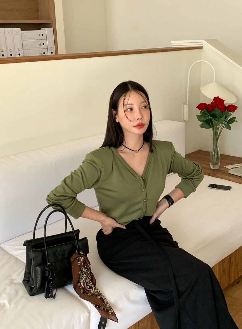 REVE CITE-L韓國代購㊣女裝新品休閑25秋冬針織衫羊毛開衫REVE CITE針織衫