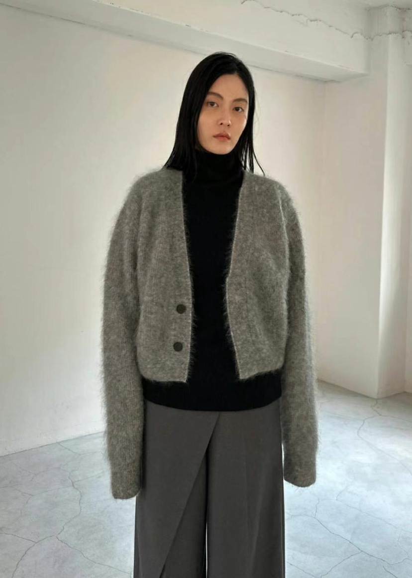 LE-PPL東大門㊣實拍女士新品熱賣針織衫不含內搭馬海毛開衫LE-PPL針織衫