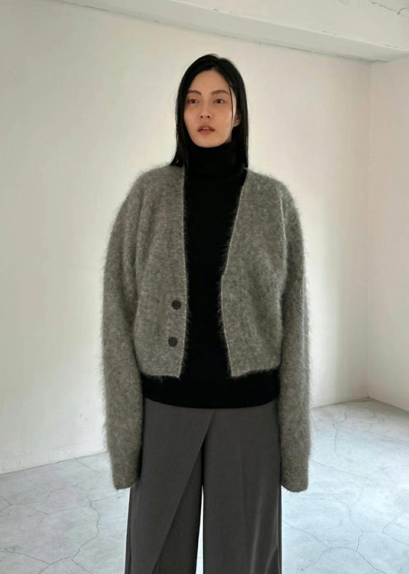 LE-PPL東大門㊣實拍女士新品熱賣針織衫不含內搭馬海毛開衫LE-PPL針織衫