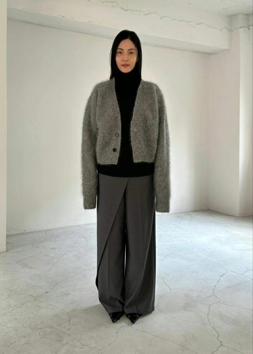 LE-PPL東大門㊣實拍女士新品熱賣針織衫不含內搭馬海毛開衫LE-PPL針織衫