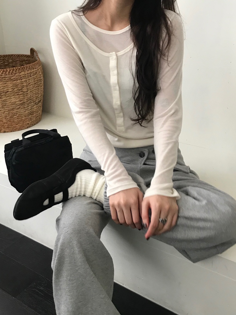 ESCHER韓國代購㊣女裝新款真品時尚職業熱賣25秋冬人氣長袖T恤ESCHER長袖T恤
